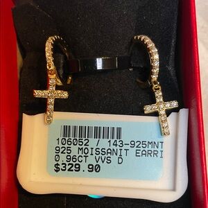 Gold Moissanite Cross Earrings